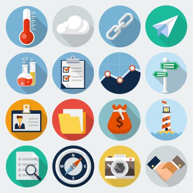 Uzun Gölge, set 6 düz simgeler