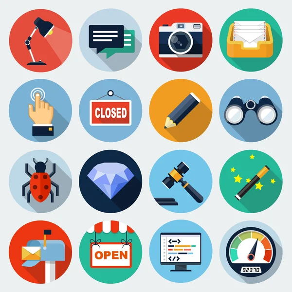 Uzun Gölge, set 8 ile düz simgeler