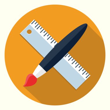 Vektör ağrı fırça ve cetvel simgesi