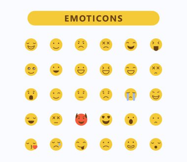 Gülen yüz simgeleri vektör simgeleri. Emoji vektörü ayarlandı.