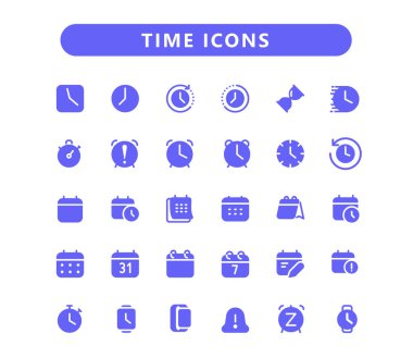 Zaman simgeleri ayarlandı. Zamanlayıcı saat vektör simgesi ayarlandı.