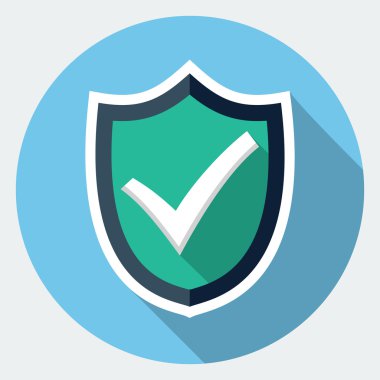 Onay işareti simgesi ile vektör kalkan