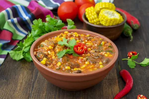 Chili con carne. Plato tradicional mexicano — Foto de Stock