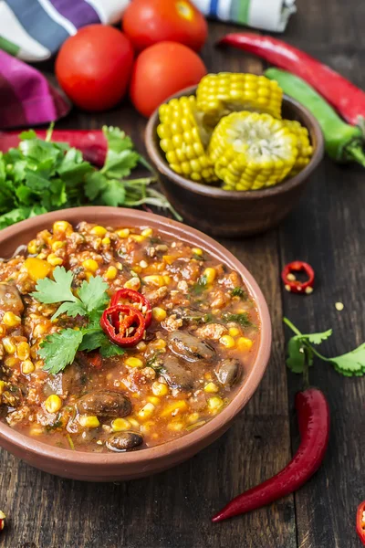 Chili con carne. Traditionele Mexicaanse schotel — Stockfoto