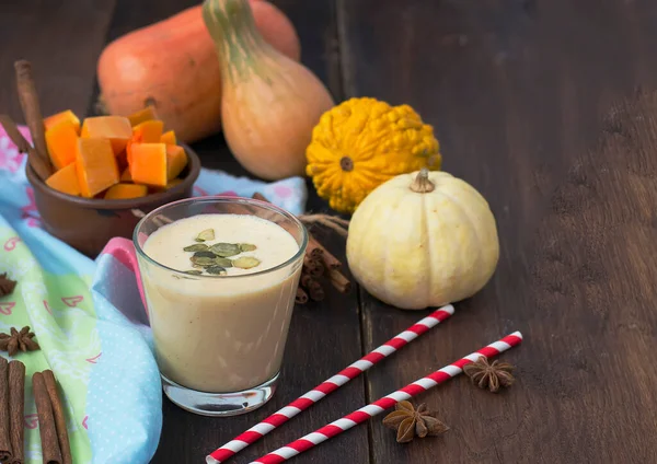 Smoothies Met Pompoenen Een Glas — Stockfoto