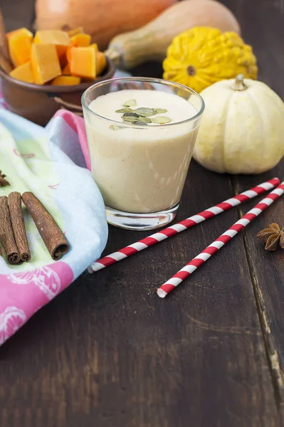 Smoothies Met Pompoenen Een Glas — Stockfoto