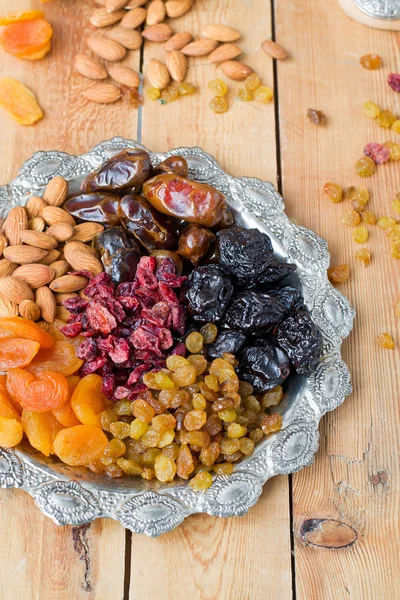 A mixture of dried fruits and nuts