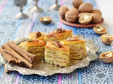 Baklava, traditional oriental sweets clipart