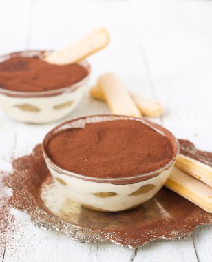 Tiramisu, geleneksel İtalyan dessert.selective odak