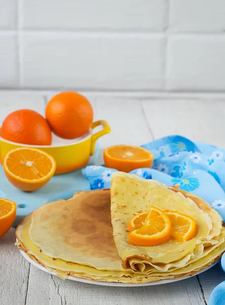 Orange crepes — Stock Photo, Image