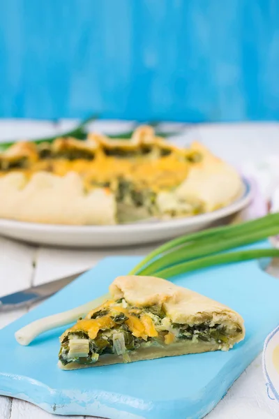 Galette with green onions, egg and cheese — Stock Photo, Image