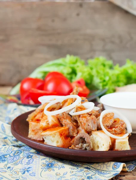 Iskender kebab - comida turca tradicional — Fotografia de Stock