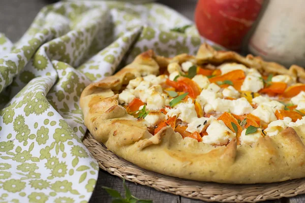 Galette  with pumpkin, leek and feta cheese. — Stock Photo, Image