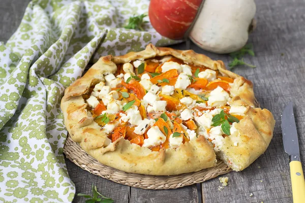 Galette  with pumpkin, leek and feta cheese. — Stock Photo, Image