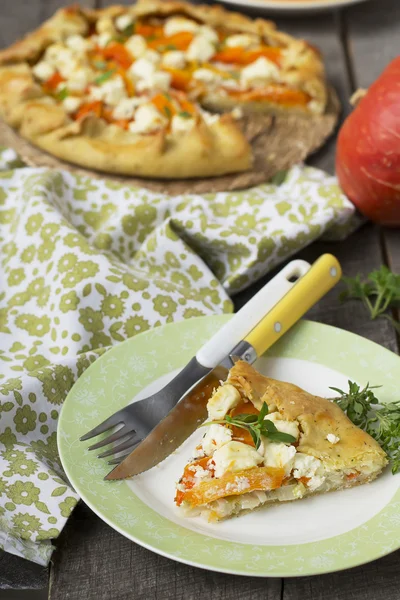 Galette  with pumpkin, leek and feta cheese. — Stock Photo, Image