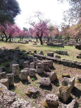 İlkbaharda Olympia 'nın arkeolojik yeri Seyahat kavramsal