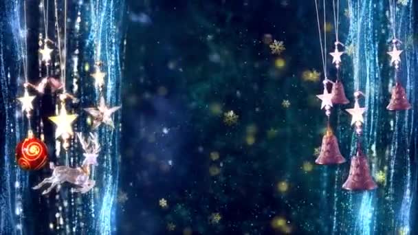 Nouvel an et fond de Noël. Animation vidéo en boucle sans couture Animation mignonne de lettrage Joyeux Noël avec arbre de Noël et flocons de neige tombant. joyeux Noël et cadeaux de Noël fond