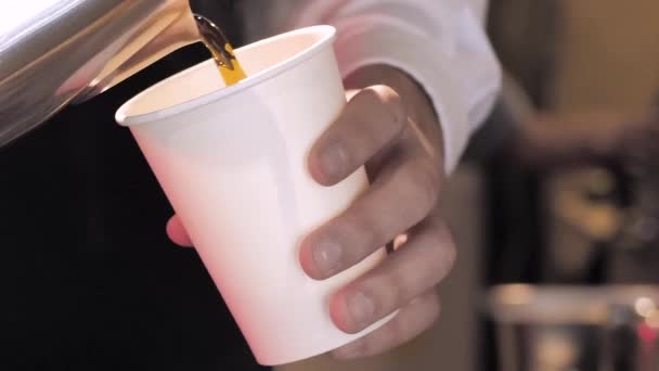 Mélange Café Chaud Avec Crème Lait Coulant Les Grains Café — Video