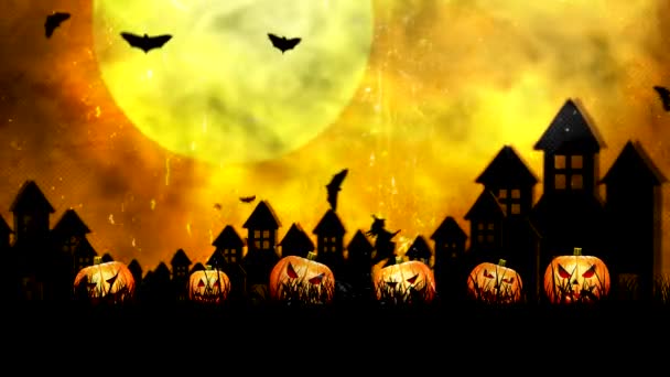 Halloween Świeca Halloween Dyni Czarnym Tle Obraca Się Zmiany Rzeźbione — Wideo stockowe