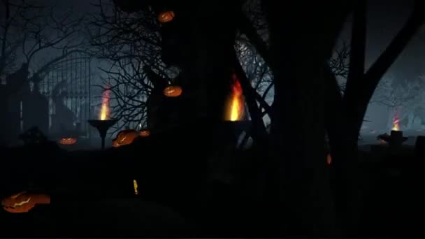 Halloween Gyertya Halloween Tök Fekete Háttér Forog Változások Faragott Ijesztő — Stock videók