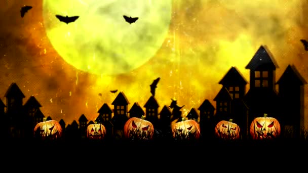Vela Halloween Abóbora Halloween Fundo Preto Gira Muda Para Rosto — Vídeo de Stock