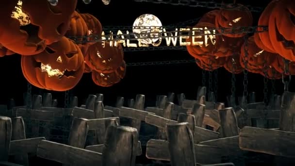 Halloween Gyertya Halloween Tök Fekete Háttér Forog Változások Faragott Ijesztő — Stock videók