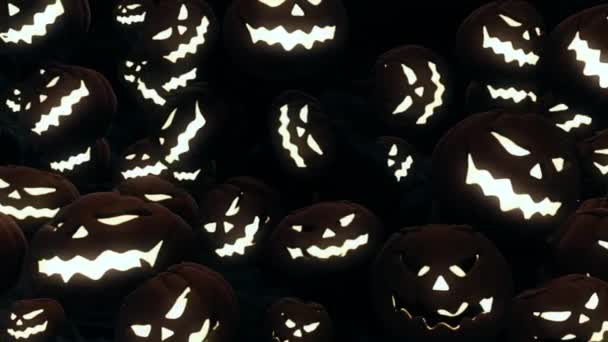 Halloween Ljus Halloween Pumpa Svart Bakgrund Roterar Och Förändringar Till — Stockvideo