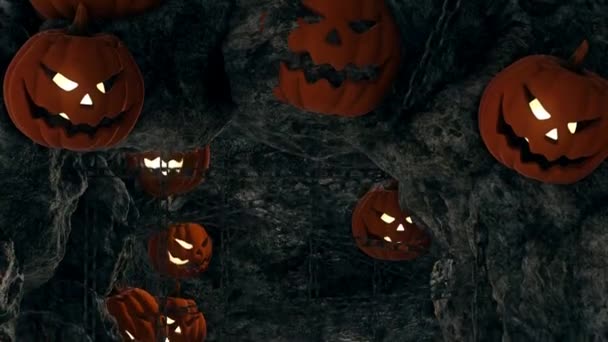 Vela Halloween Abóbora Halloween Fundo Preto Gira Muda Para Rosto — Vídeo de Stock