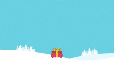 Mutlu Noeller ve Noel ağacı geçmişi. Kusursuz döngü video animasyonu. Noel ağacı ve kar tanelerinin düştüğü mutlu noel mektuplarının şirin bir animasyonu. Mutlu noel kutlamaları ve Noel hediyeleri.
