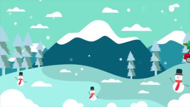 Mutlu Noeller ve Noel ağacı geçmişi. Kusursuz döngü video animasyonu. Noel ağacı ve kar tanelerinin düştüğü mutlu noel mektuplarının şirin bir animasyonu. Mutlu noel kutlamaları ve Noel hediyeleri.