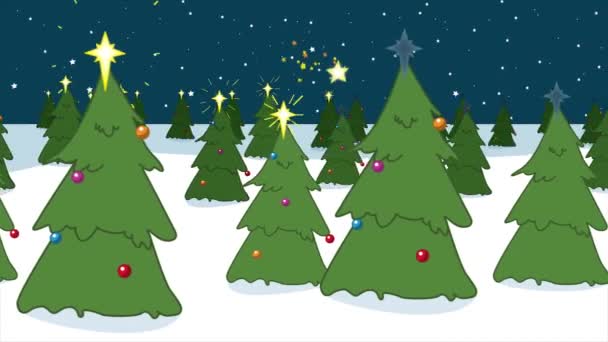 Merry Christmas Christmas Tree Background Seamless Loop Video Animation Cute — Stock Video