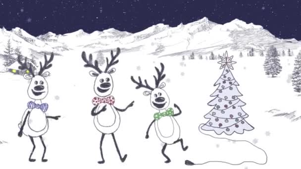 Wesołych Świąt Tła Choinki Bezproblemowa Animacja Wideo Pętli Cute Animacji — Wideo stockowe