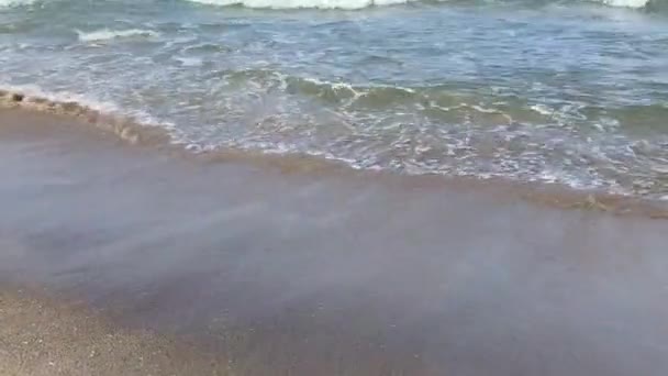 Чудовий Тропічний Туристичний Пляж Водними Хвилями Ландшафти Океанічних Хвиль Острів — стокове відео