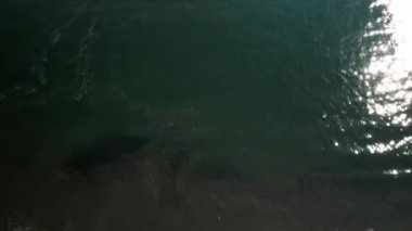 Su dalgalarıyla güzel tropikal turist plajı, okyanus dalgaları manzaraları ve Atlantik Okyanusu sahil günbatımları. Güneş dönen bulutlarda sürükleniyor. Fantastik doğal günbatımı, 124. Bulanık sesli ses görüntüleri..