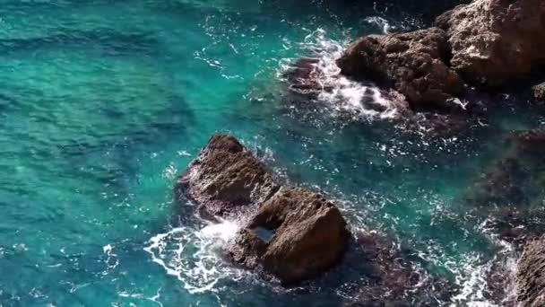 Schöner Tropischer Touristenstrand Mit Wasserwellen Meereswellen Landschaften Und Insel Sonnenuntergänge — Stockvideo