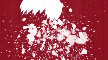 Düşen kar taneleri arka planı ve kopyalama alanı olan animasyon Noel ağacı, metin için boşluk. Altın renkli animasyon parçacıklarından yapılmış Noel ağacı. Noel havası. Parıltılı bir etki. Mutlu Noeller..