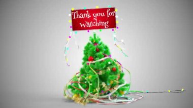 Düşen kar taneleri arka planı ve kopyalama alanı olan animasyon Noel ağacı, metin için boşluk. Altın renkli animasyon parçacıklarından yapılmış Noel ağacı. Noel havası. Parıltılı bir etki. Mutlu Noeller..