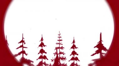 Düşen kar taneleri arka planı ve kopyalama alanı olan animasyon Noel ağacı, metin için boşluk. Altın renkli animasyon parçacıklarından yapılmış Noel ağacı. Noel havası. Parıltılı bir etki. Mutlu Noeller..