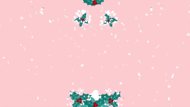 Анімоване Різдвяне Дерево Падінням Сніжинок Задньому Плані Копіюванням Простору Простору — стокове відео