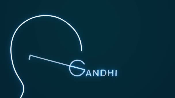 Gándhí Džajanti Října Koncepce Animace Portrétem Mahátmy Gándhího Mahatma Gandhi — Stock video