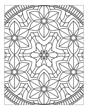 Yetişkinler için çiçek mandala renklendirme sayfası. Mandala Renk Sayfası