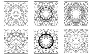Mandala Renklendirme Sayfası. Mandala Çizgi Sanat Tasarımı. Çiçek Mandala Tasarımı.