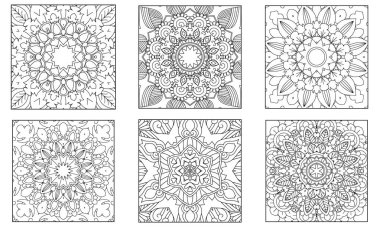 Mandala Renklendirme Sayfası. Mandala Çizgi Sanat Tasarımı. Çiçek Mandala Tasarımı.