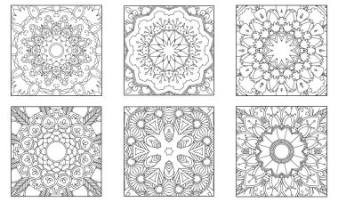 Mandala Renklendirme Sayfası. Mandala Çizgi Sanat Tasarımı. Çiçek Mandala Tasarımı.