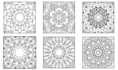 Mandala Renklendirme Sayfası. Mandala Çizgi Sanat Tasarımı. Çiçek Mandala Tasarımı.