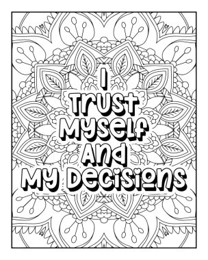 Yetişkinler için Pozitif Doğrulama Alıntı Renklendirme Sayfası. Pozitif Tırnak Mandala Renklendirme Sayfası. Yemin Edin Yetişkin Renklendirme Sayfası