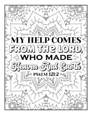 Yetişkinler için İncil Renk Sayfası. İncil Ayeti Mandala Renklendirme Sayfası