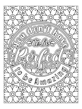 Yetişkinler için motivasyon tırnak boyama sayfası. İlham verici Mandala Renk Sayfası