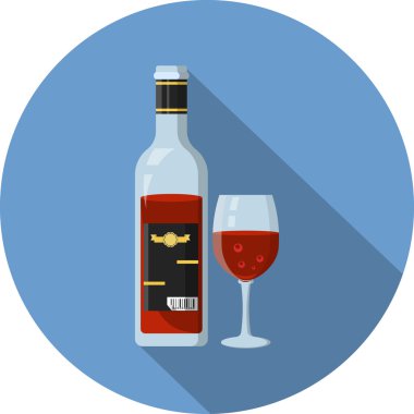 Vektör kırmızı şarap cam ve bir şarap şişesi