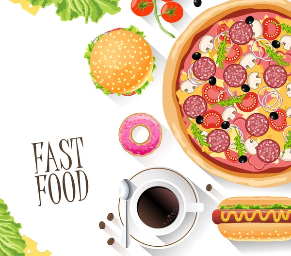 Bannière plate Fast Food. Pour les sites web de décoration, feuilles et autres — Image vectorielle